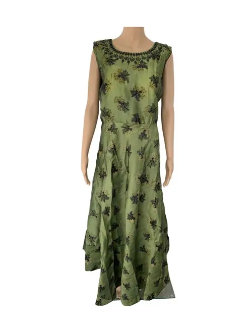 Green Long Gown With Dupatta - Punjabi Suits Australia